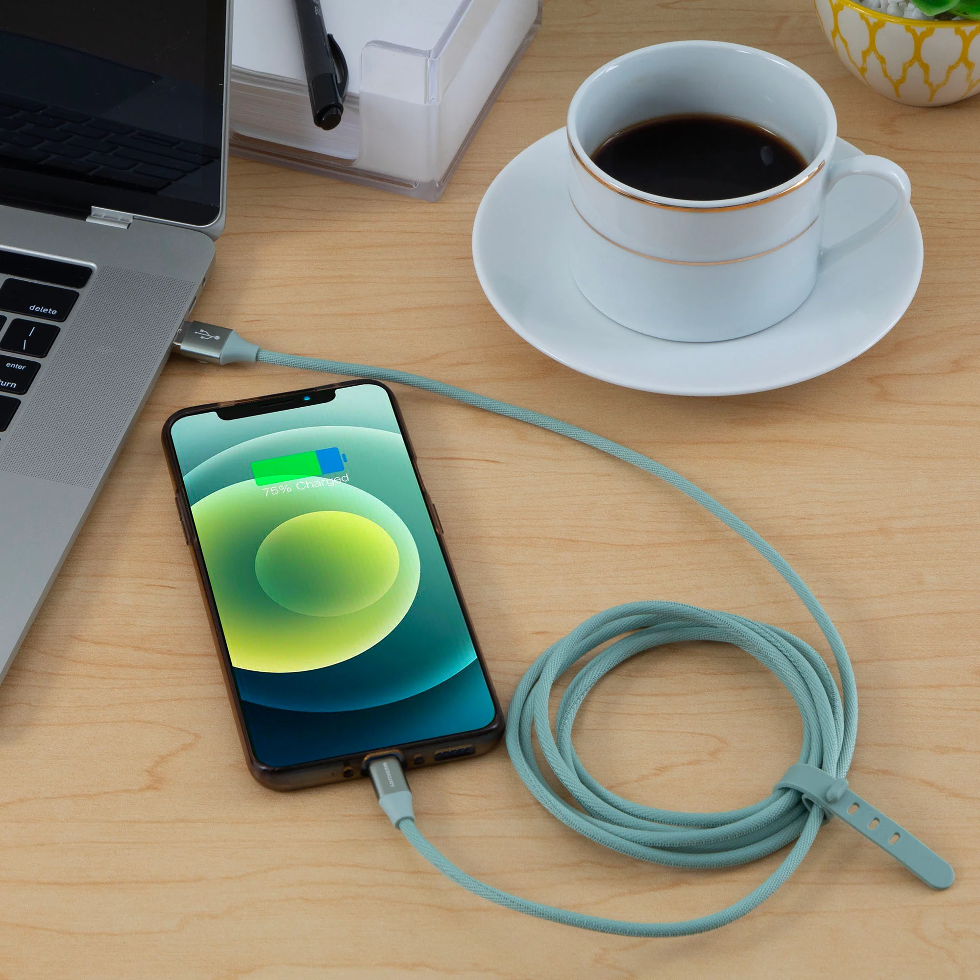 6 Ft Fabric Cable -USB-A to USB-C -Mist - Image 3