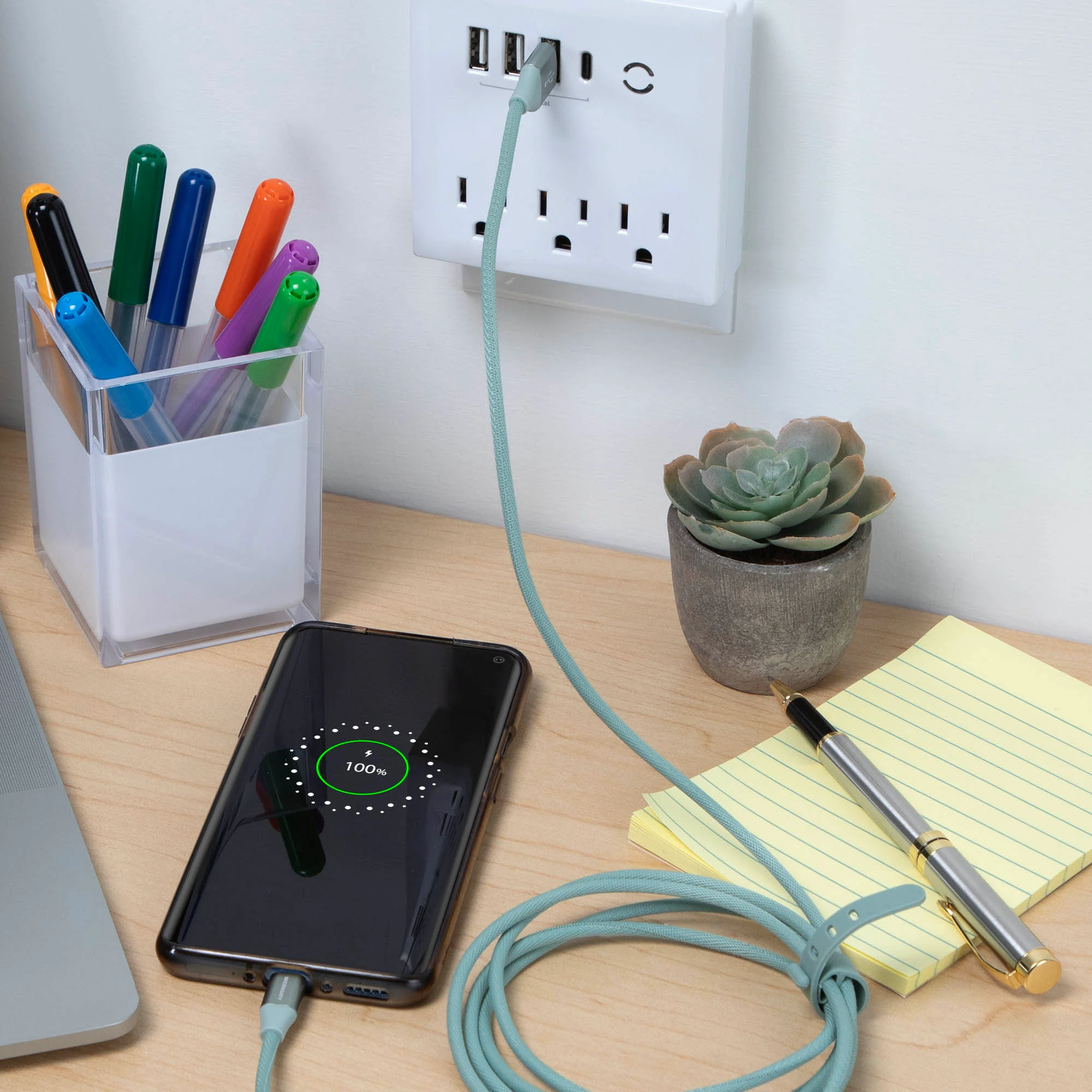 6 Ft Fabric Cable -USB-A to USB-C -Mist - Image 4