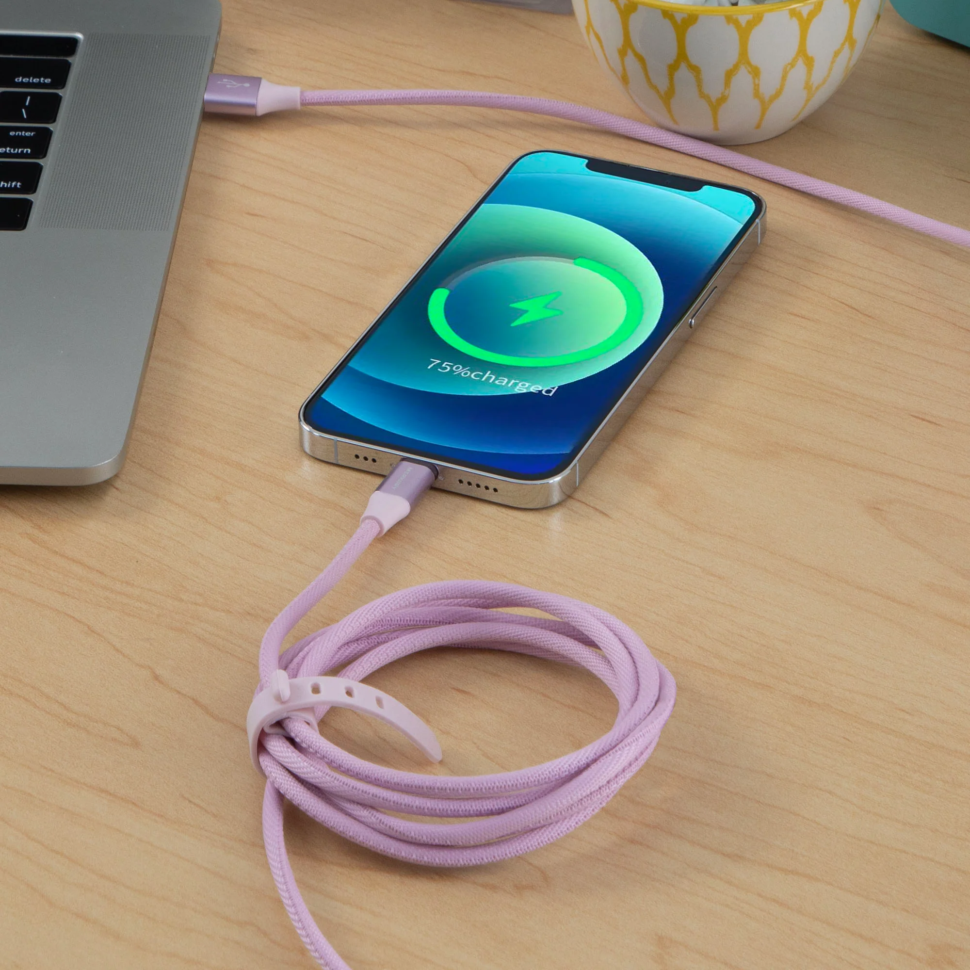 6 Ft Fabric Cable -USB-A to USB-C-Lilac - Image 4