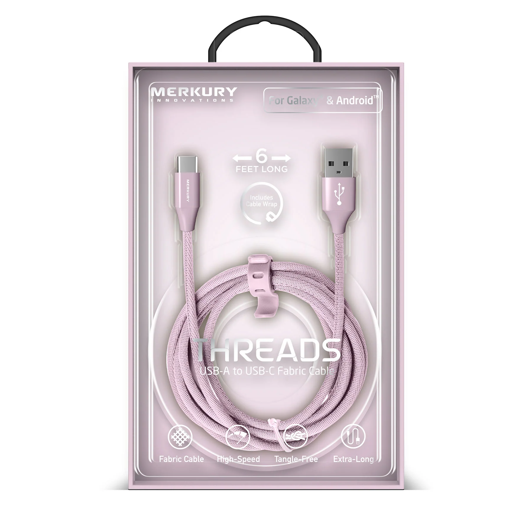 6 Ft Fabric Cable -USB-A to USB-C-Lilac - Image 5