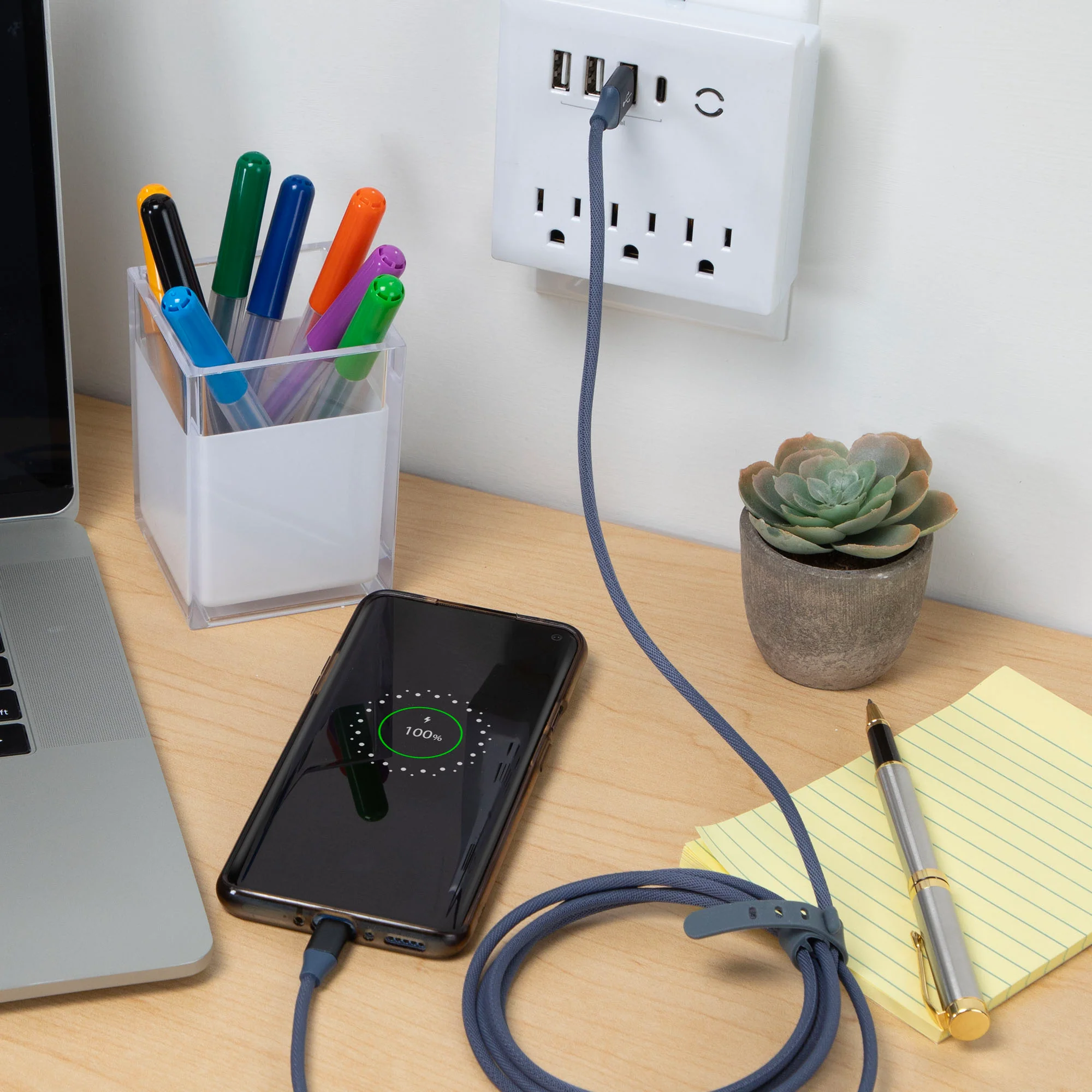 6 Ft Fabric Cable - USB-A to USB-C-Slate - Image 3