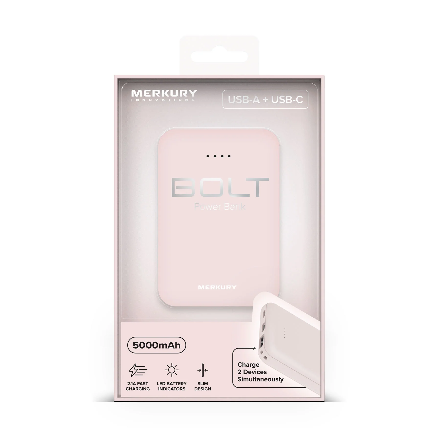Power Bank - 5000mAh - Light Pink - Image 4