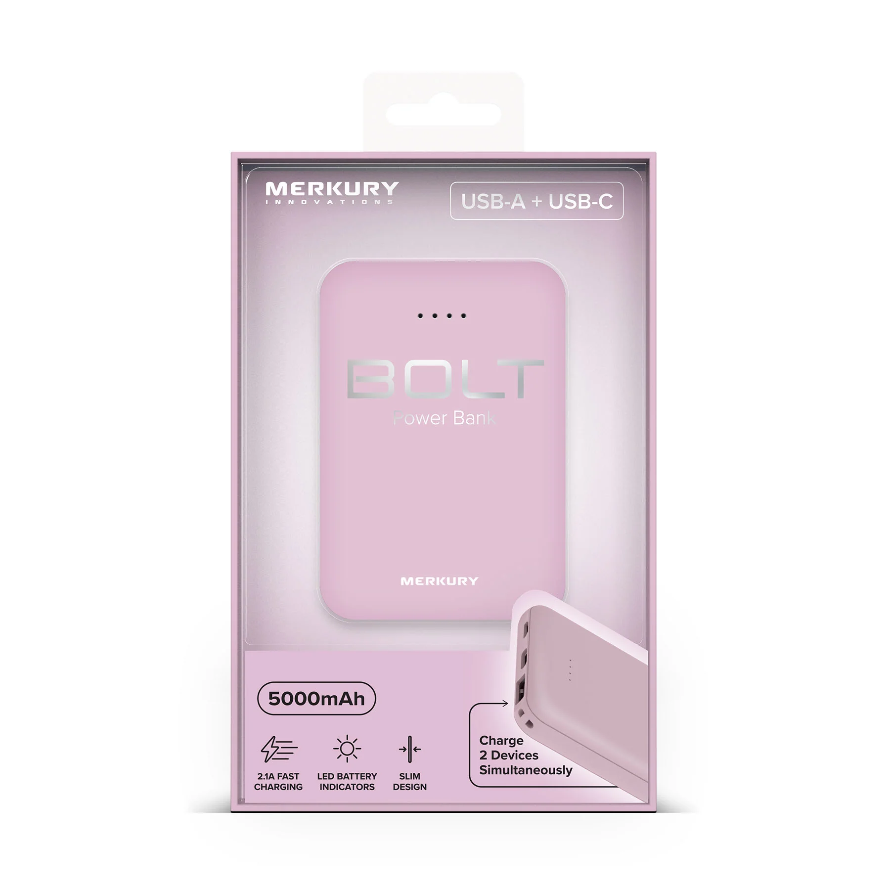 Power Bank - 5000mAh - Lilac - Image 4