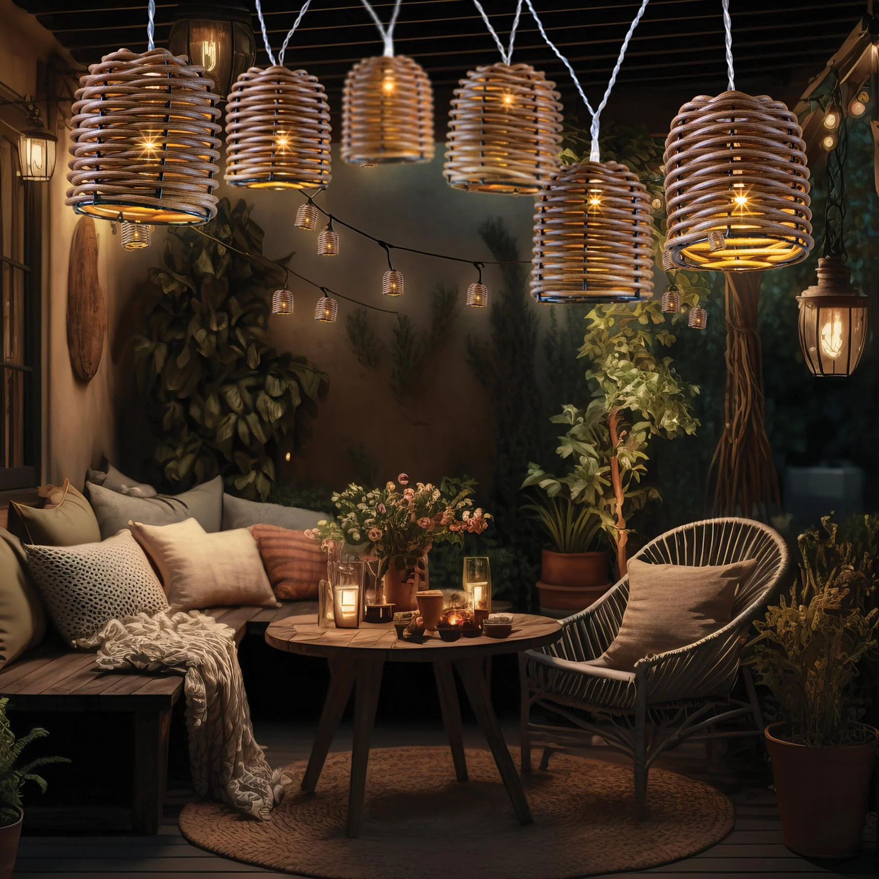 Rattan LED String Lights - Image 3