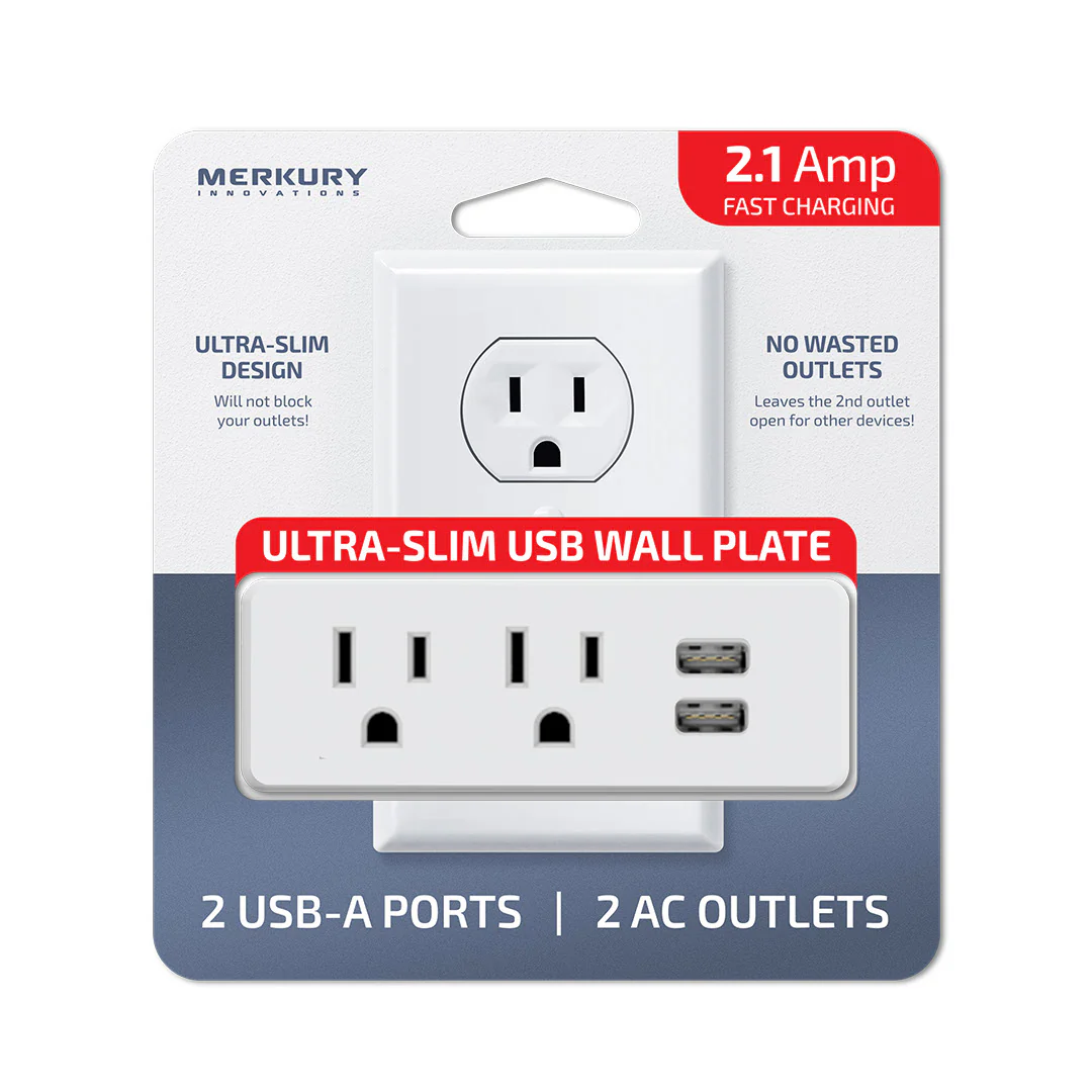 Slim Wall Plate 2 AC + 2 USB -2.1A-White - Image 4