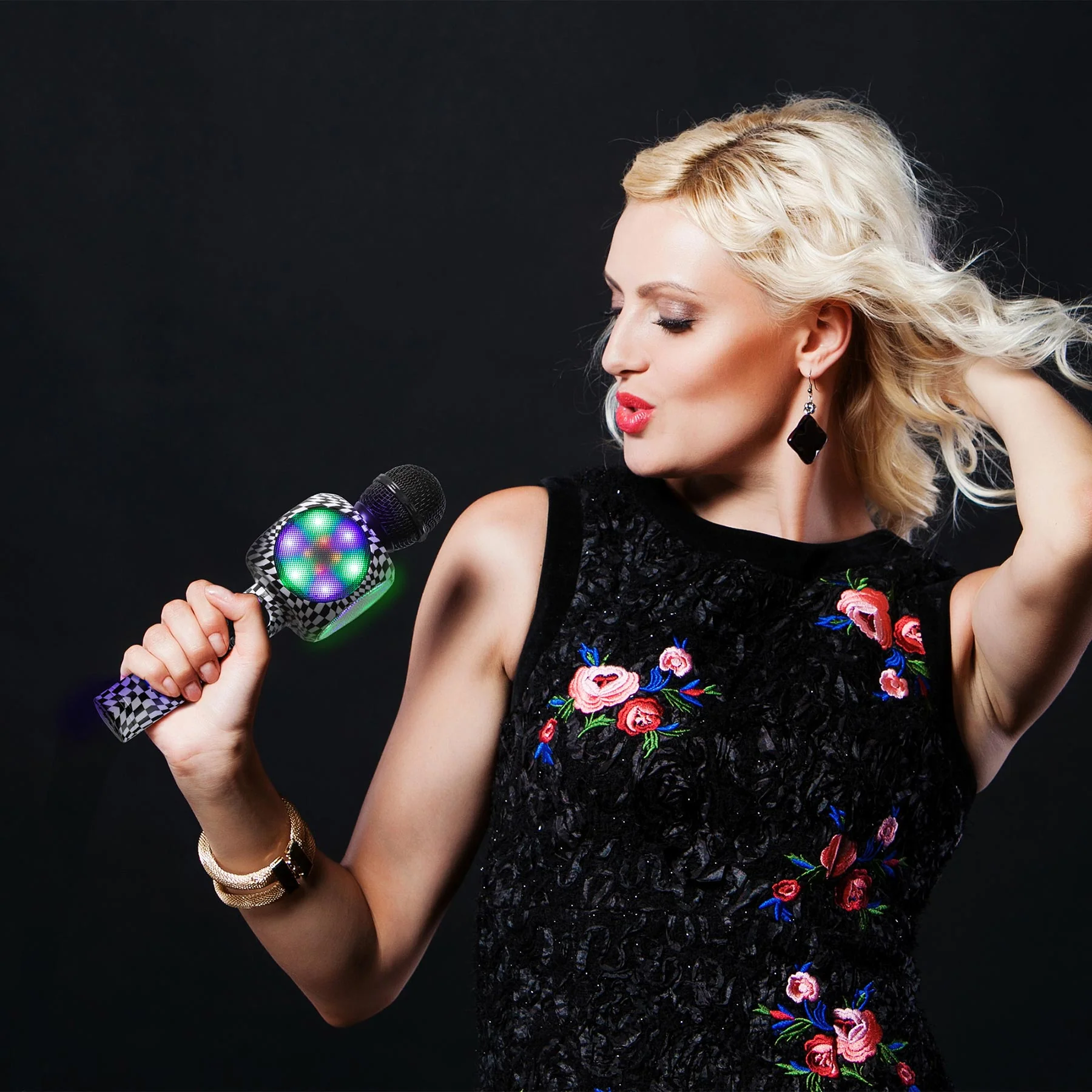 LED Karaoke Microphone Bluetooth Speaker - Image 3