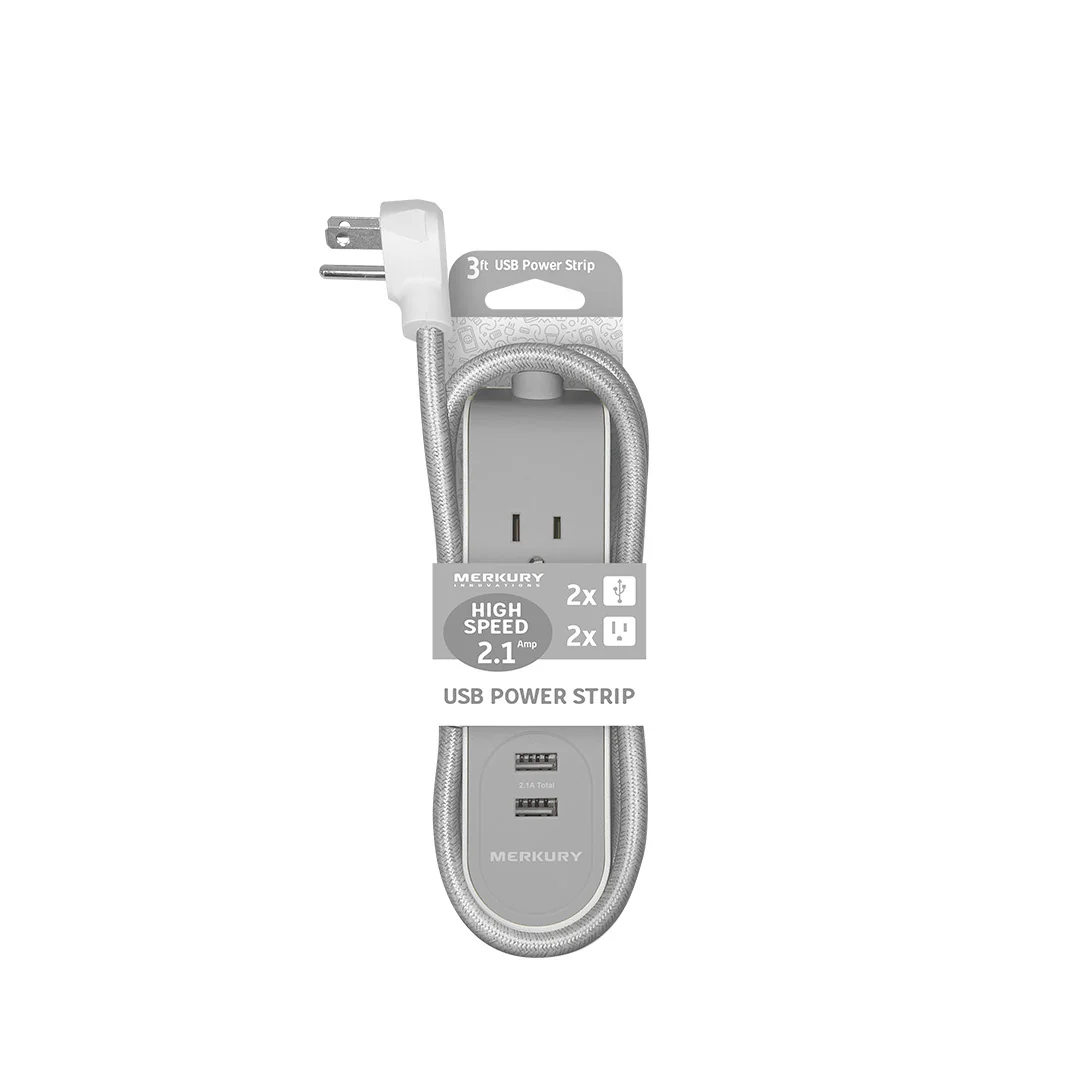 2AC + 2 USB 2.1A 3 Ft Fabric Power Strip - Image 4