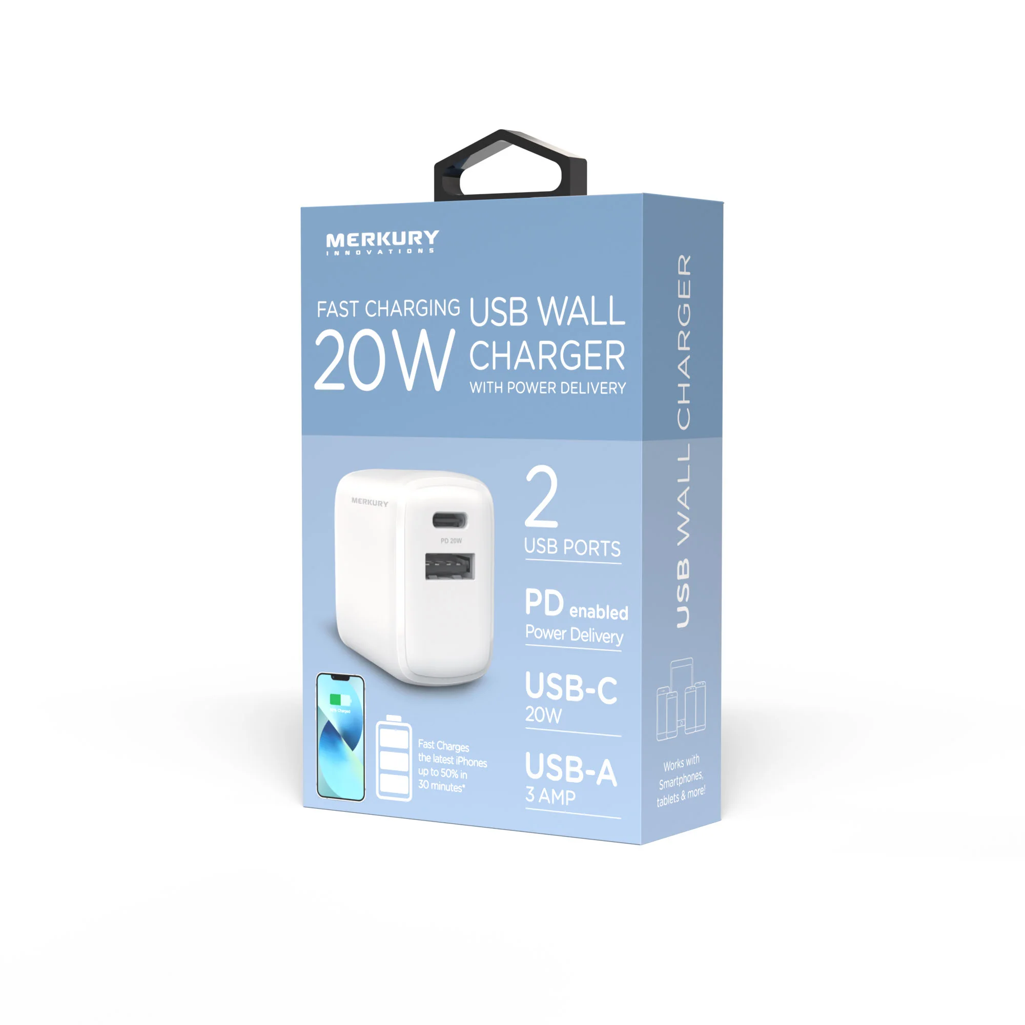 PD 20W Wall Charger 1 USB-C + 1 USB-A - Image 4